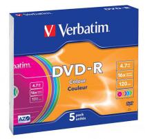 Купить Диск DVD-R 16х Verbatim Slim Color
