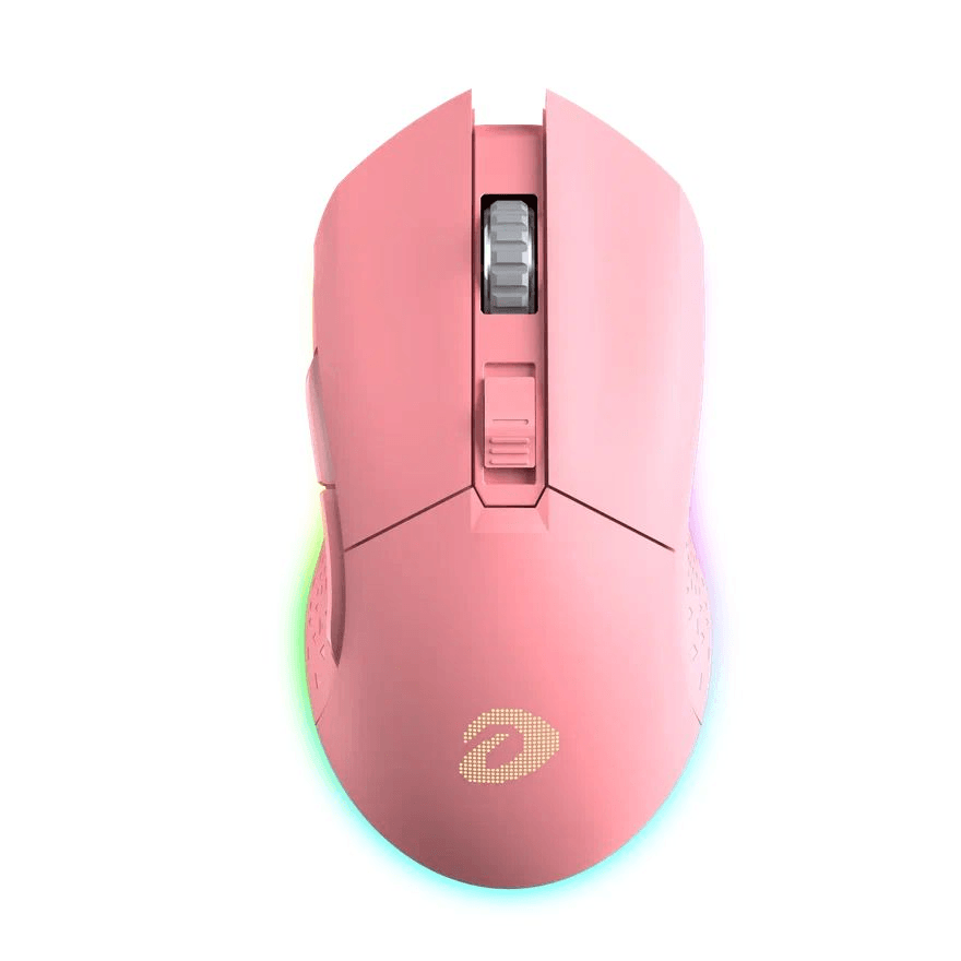 Купить Мышь игровая беспроводная Dareu EM901 Pink (розовый), DPI 600-10000, подсветка RGB, подключение: проводное+2.4GHz, размер 125x67x39мм