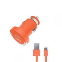 Купить Зарядное устройство АЗУ Deppa 2 USB 2.1 A + кабель 8pin для Apple, оранжевый