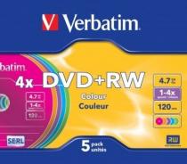 Купить Диск DVD+RW 4х Verbatim Slim Color