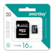 Купить Карта памяти MicroSD 16GB  Smart Buy Class 10 +SD адаптер