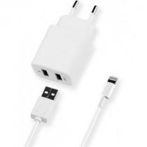 Купить Зарядные устройства СЗУ Deppa 2 USB 2.1 A + кабель 8pin для Apple, белый