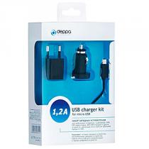Купить Зарядное устройство Набор Deppa СЗУ + АЗУ + Кабель micro USB