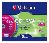 Купить Диск CD-RW 700Mb 8x-12x Verbatim Slim Color